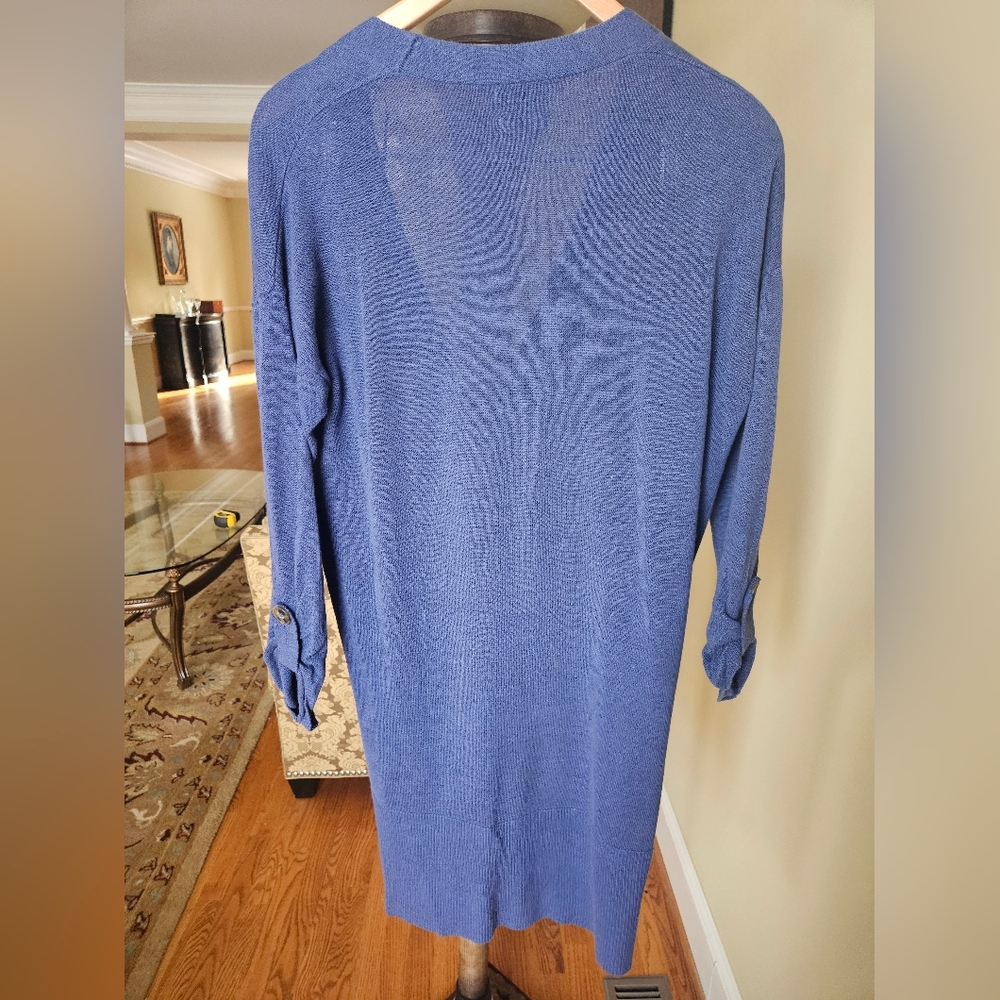 NWOT Massimo Dutti Long Knit Blue Cardigan - Picture 8 of 16